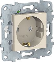 Розетка с заземлением без рамки Schneider Electric Unica New 1-м. шторки бежевый картинка